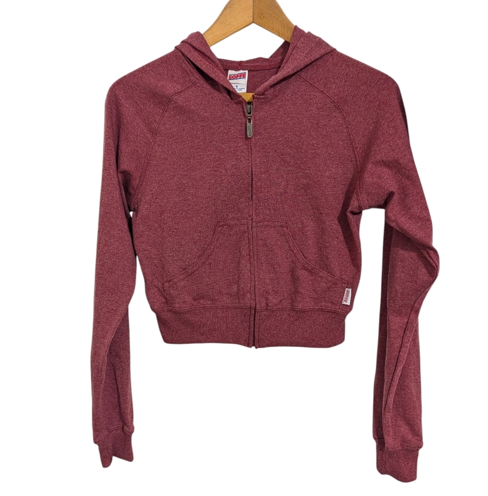 NWOT Soffe Cropped Zip-Up Hoodie 2000s 2010s Maroon Small